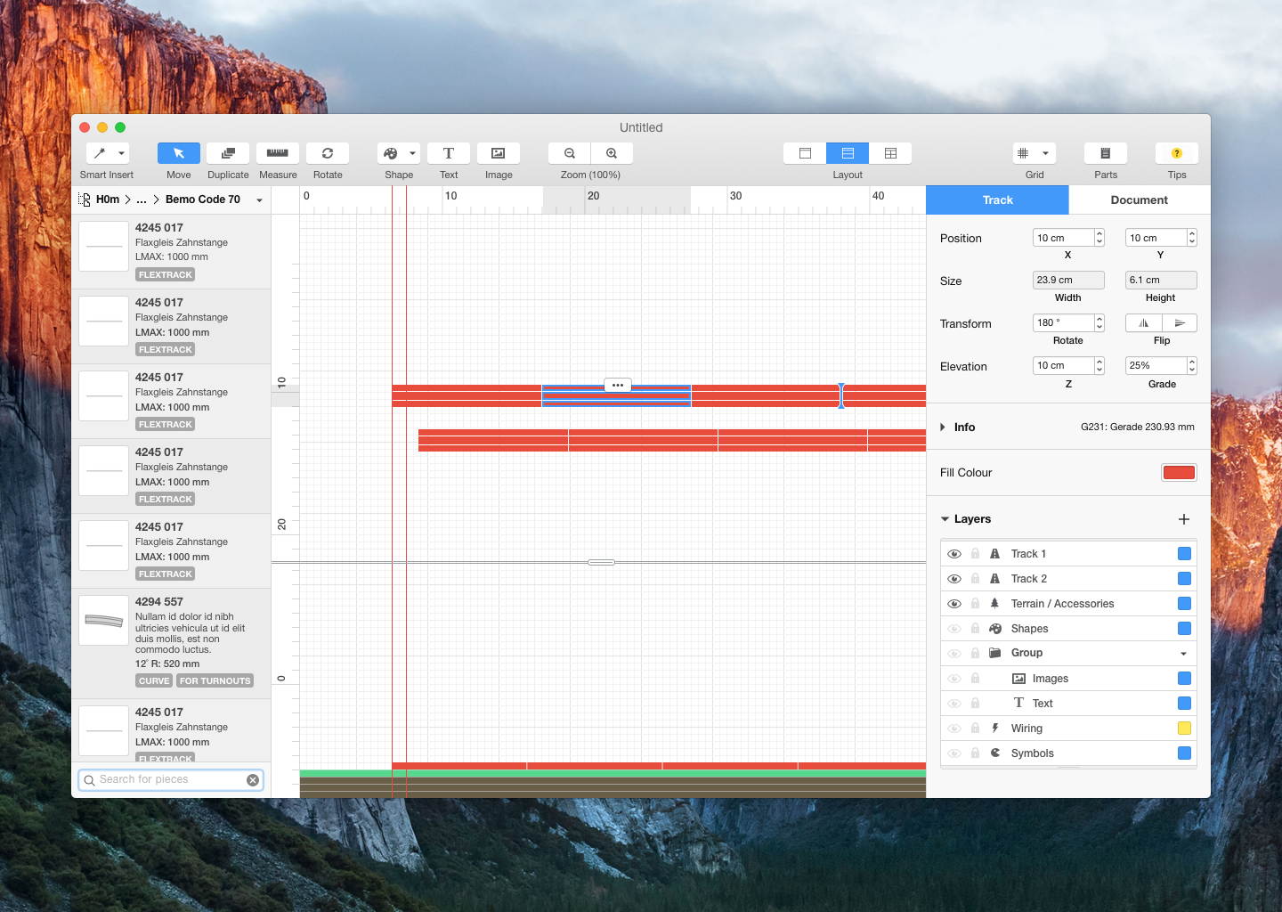 A complete view of the Rail Modeller interface